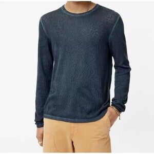 JOHN VARVATOS Mens Sweater Small Navy Crew CAMDEN Mesh Stitch Sheer $228